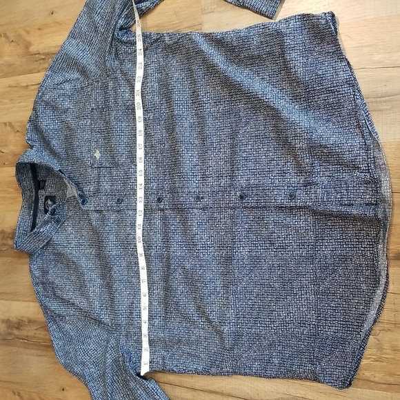 DOCKERS Blue & Beige Long Sleeve Casual Button-up Shirt XL Slim Fit - Picture 11 of 13